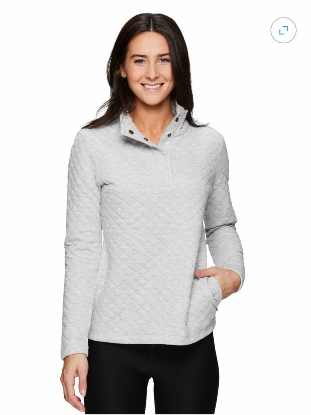 Avalanche Outdoor Supply Gray Quilted Snap Neck Pullover Sweatshirt Large
